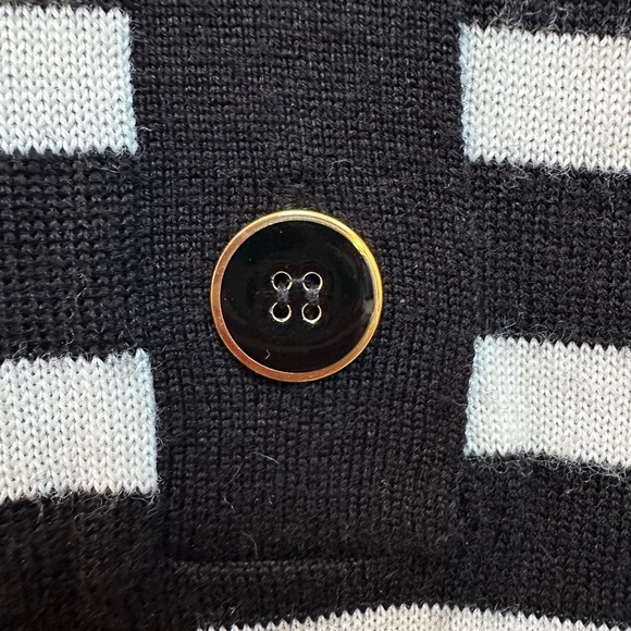 Vintage Karin Stevens Black & White Stripe Wool Knit Sweater Dress Size Small S - Picture 5 of 10